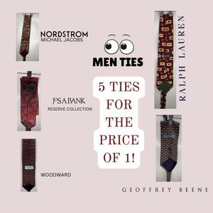 Men's Designer Tie Bundle Michael Jacobs, JOS BANK, Chaps Ralph Lauren+